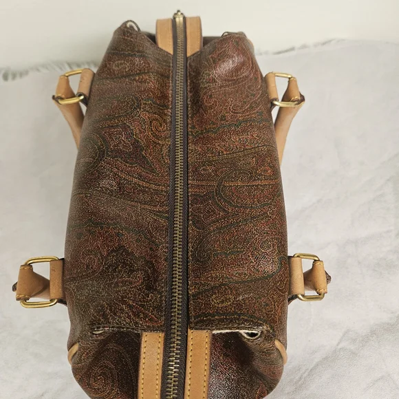 Etro Brown and Tan Paisley Satchel